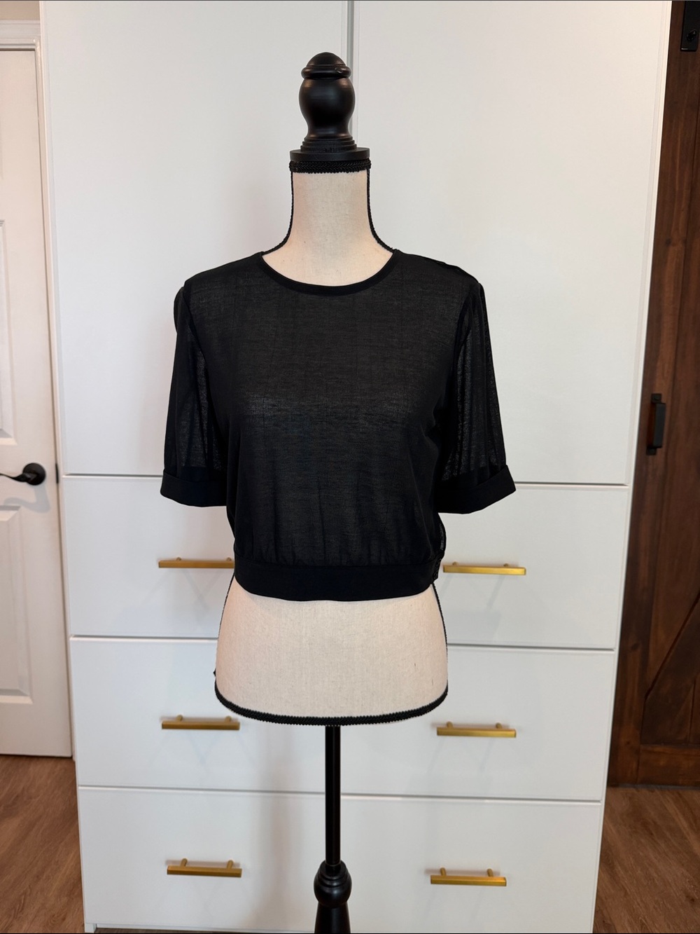 Missoni Black Sheer Short Sleeve Crop Top - Women